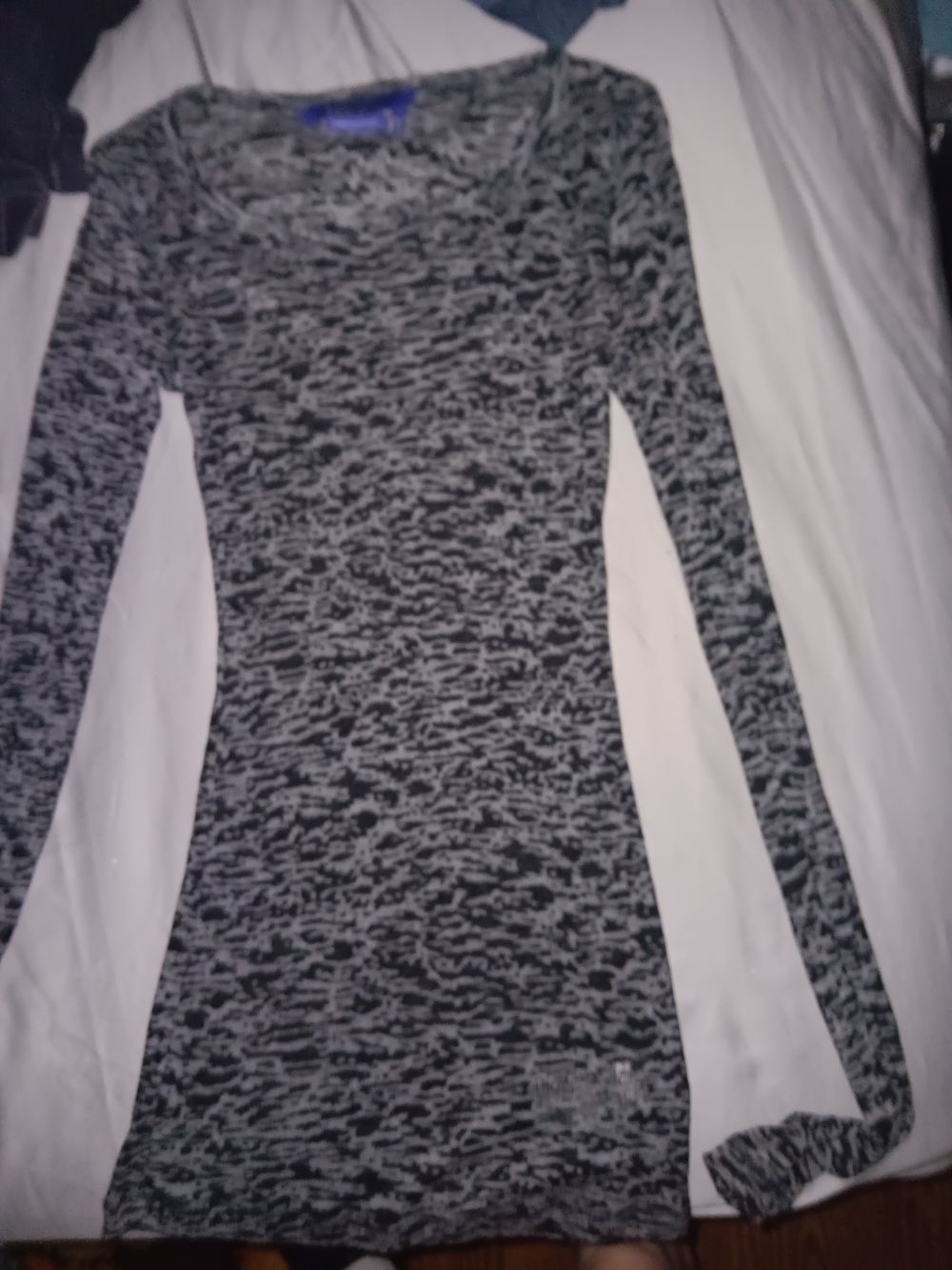 Miley Cyrus & Max Azria Black and Gray Marled Long Sleeve Tee